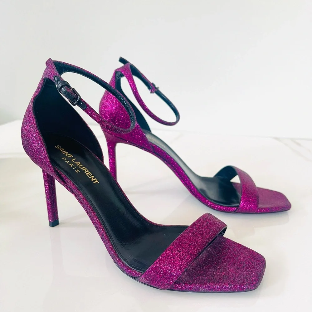 AUTHENTIC SAINT LAURENT GLITTER HEELS - Picture 4 of 12